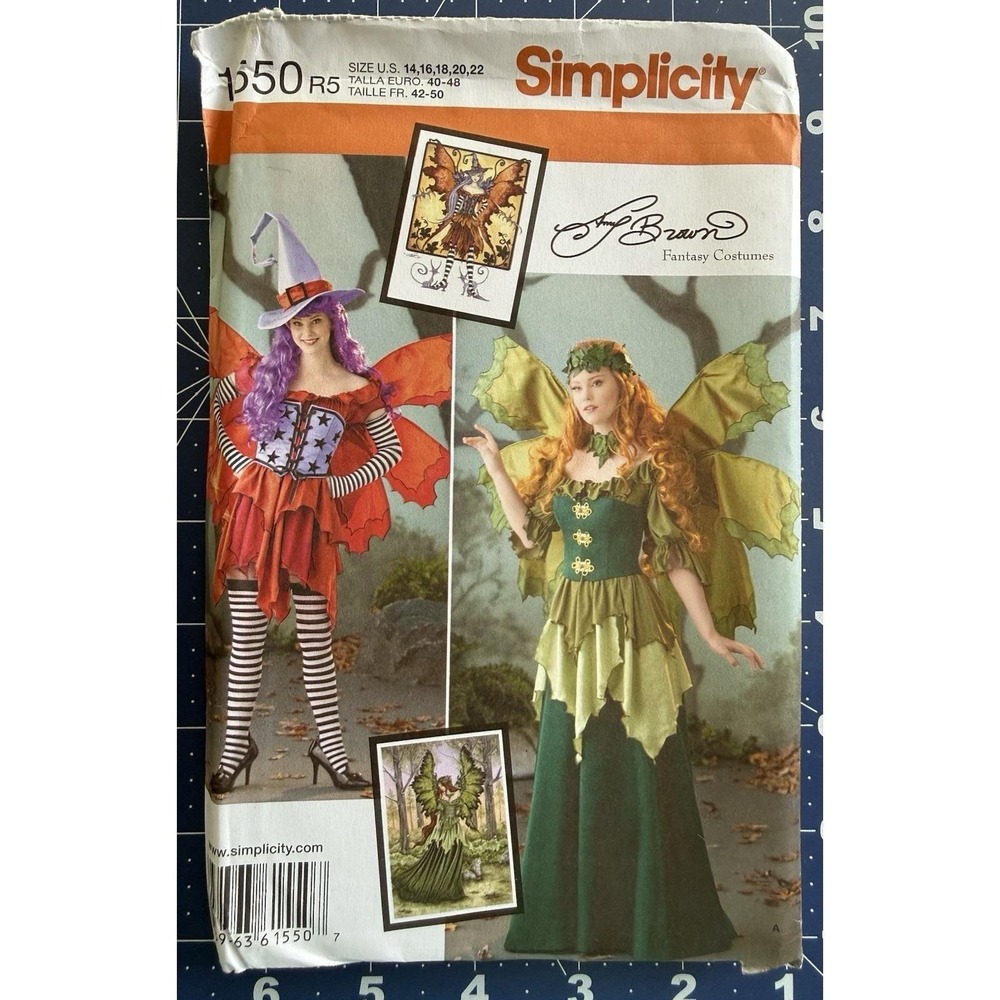 Simplicity Amy Brown Designed Pattern 1550 Fairy Fantasy Costume Sz 14-22 UC OOP